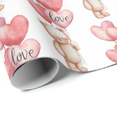 Valentine's Day Cute Teddy Bear Wrapping Paper  ラッピングペーパー (ロールコーナー)