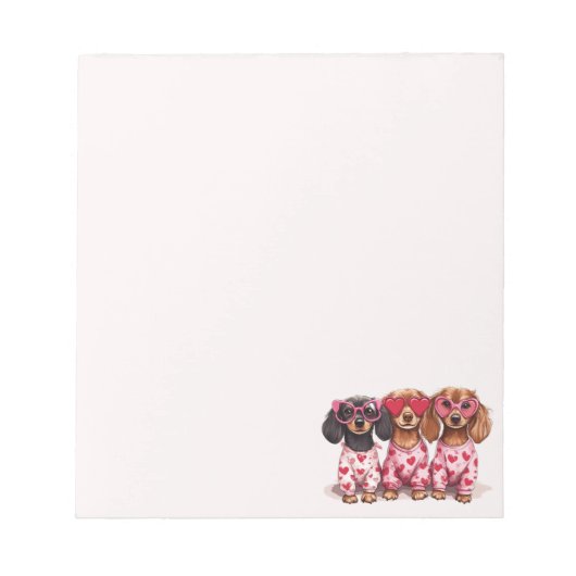 Valentines Day Dachshund Dogs ノートパッド (正面)
