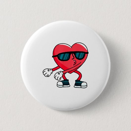 Valentines Day Dancing Heart  缶バッジ (正面)