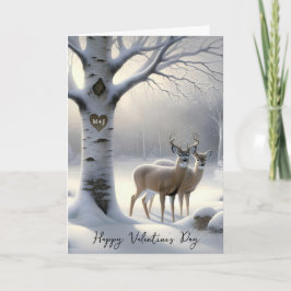 Valentine's Day Deer with Initials on Tree Heart シーズンカード