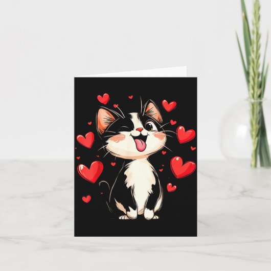Valentines Day Design With A Cat On It  カード (正面)