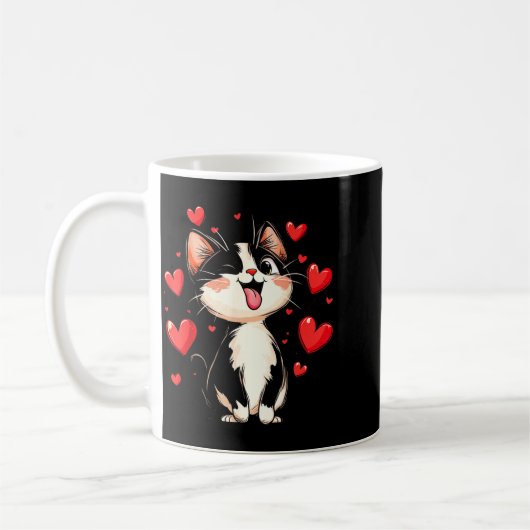 Valentines Day Design With A Cat On It  コーヒーマグカップ (左)