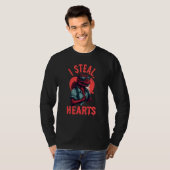 Valentine's Day Dinosaur I Steal Hearts Boys Men L Tシャツ (正面フル)