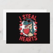 Valentine's Day Dinosaur I Steal Hearts Love T rex シーズンカード (正面/裏面)