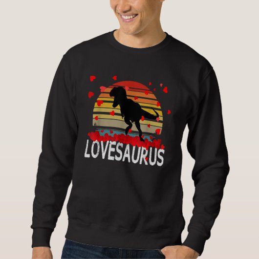 Valentines Day Dinosaur Lovesaurus Hearts Boys Tee スウェットシャツ (正面)