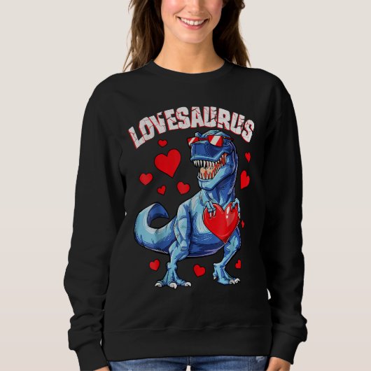 Valentines Day Dinosaur Lovesaurus rex Boys Men Ki スウェットシャツ (正面)