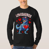 Valentines Day Dinosaur Lovesaurus rex Boys Men Ki Tシャツ (正面)