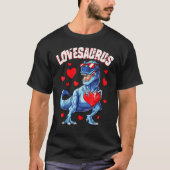 Valentines Day Dinosaur Lovesaurus rex Boys Men Ki Tシャツ (正面)