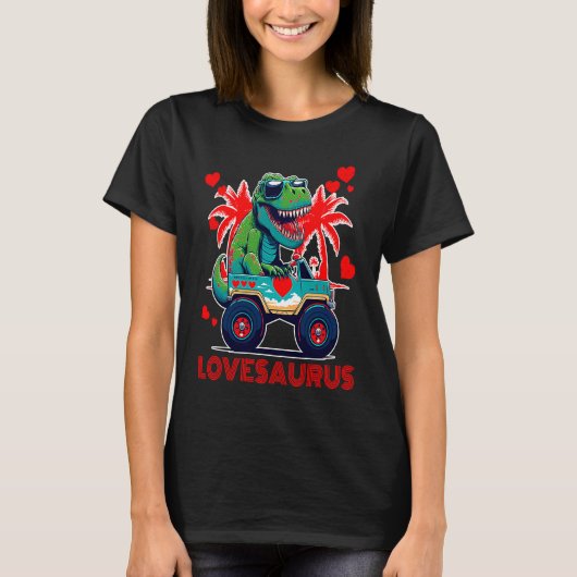 Valentines Day Dinosaur Rex Boys Valentine Kids Lo Tシャツ (正面)