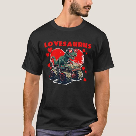 Valentines Day Dinosaur Rex Boys Valentine Kids Lo Tシャツ (正面)