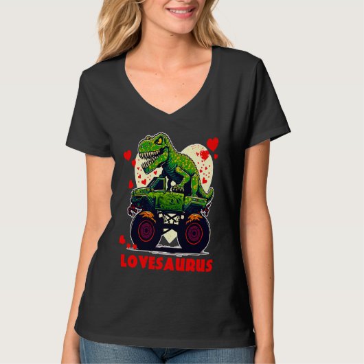 Valentines Day Dinosaur Rex Boys Valentine Kids Lo Tシャツ (正面)