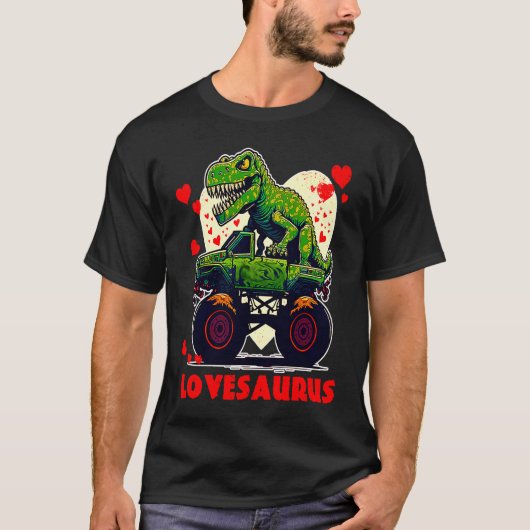 Valentines Day Dinosaur Rex Boys Valentine Kids Lo Tシャツ (正面)