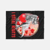 Valentines Day Dinosaur T Rex I Steal Hearts Funny フリースブランケット (正面(横))