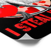 Valentines Day Dinosaur T Rex I Steal Hearts Funny ポスター (角)