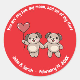 Valentine's Day Dog Heart ラウンドシール