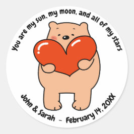 Valentine's Day Dog Love Heart ラウンドシール