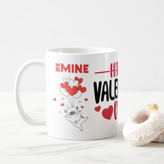 Valentine's Day DogLove Heart コーヒーマグカップ (ドーナツ)