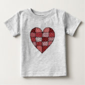 Valentine's Day Doodle Art Style Patchwork Heart  ベビーTシャツ (正面)