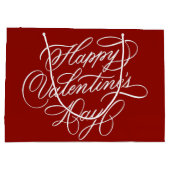 Valentines Day Elegant Calligraphy Deep Red ラージペーパーバッグ (裏面)