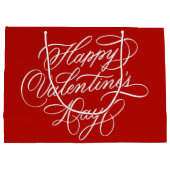 Valentines Day Elegant Calligraphy Red ラージペーパーバッグ (裏面)