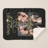 Valentine's Day Elegant Gold Photo Collage  シェルパブランケット (正面(横))