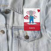 Valentine's Day Elephant Red and White Kid Button 缶バッジ (インサイチュ)
