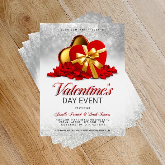Valentine's Day Event Red Heart Box & Rose Petals チラシ