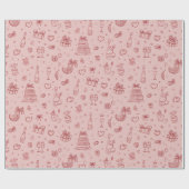 Valentine's Day Festive Pattern Wrapping Paper ラッピングペーパー (フラット)