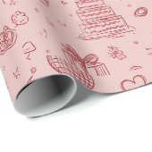 Valentine's Day Festive Pattern Wrapping Paper ラッピングペーパー (ロールコーナー)
