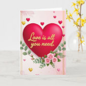 Valentines day Folded Greeting Card カード (黄色い花)