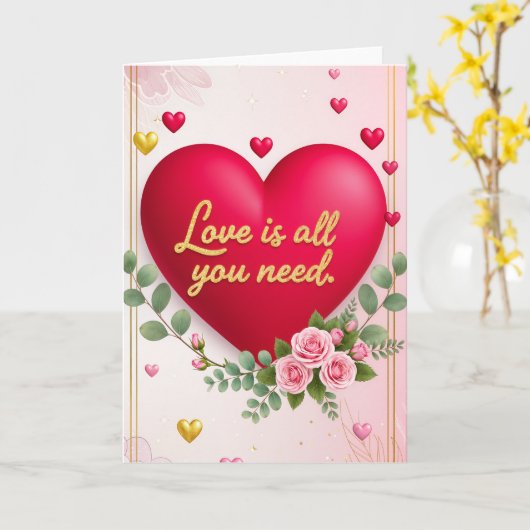 Valentines day Folded Greeting Card カード (黄色い花)