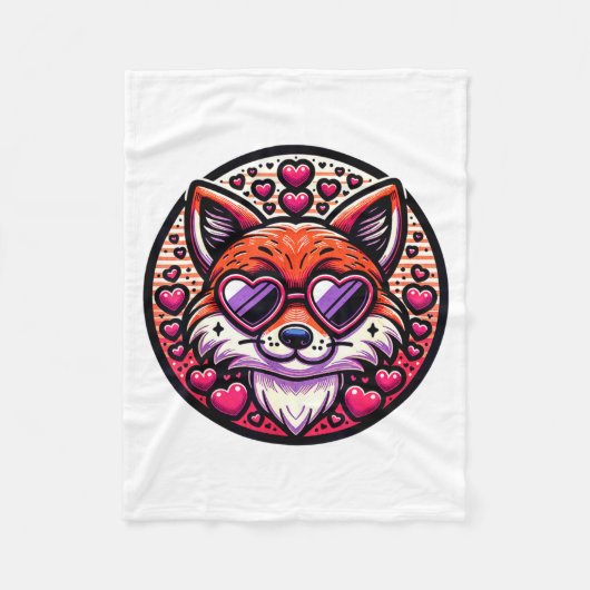 Valentines Day Fox And Matching Couples Foxes  フリースブランケット (正面)