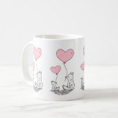 Valentine's Day Foxy Pink Hearts Mugs コーヒーマグカップ (正面左)