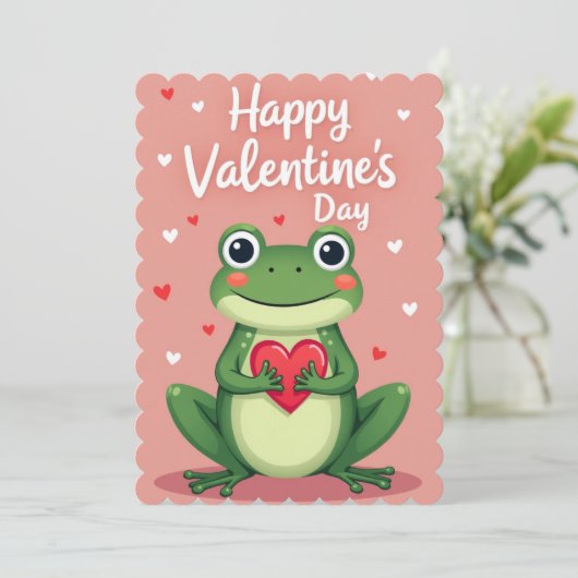 Valentines Day Frog Flat Greeting Card シーズンカード (スタンド正面)
