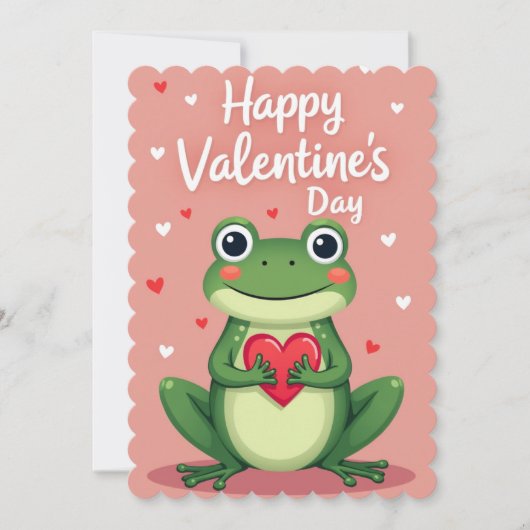 Valentines Day Frog Flat Greeting Card シーズンカード (正面)