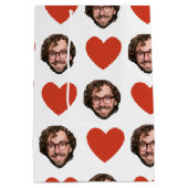Valentines Day Funny Custom Face Photo Love Heart ミディアムペーパーバッグ (裏面)