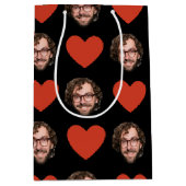 Valentines Day Funny Custom Face Photo Love Heart ミディアムペーパーバッグ (正面)