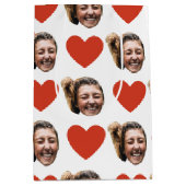 Valentines Day Funny Custom Face Photo Love Heart ミディアムペーパーバッグ (正面)
