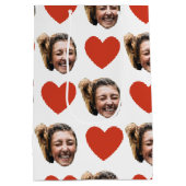 Valentines Day Funny Custom Face Photo Love Heart ミディアムペーパーバッグ (裏面)