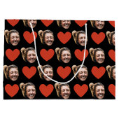 Valentines Day Funny Custom Face Photo Love Heart ラージペーパーバッグ (裏面)