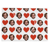 Valentines Day Funny Custom Face Photo Love Heart ラージペーパーバッグ (裏面)