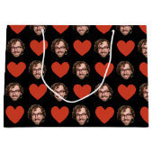 Valentines Day Funny Custom Face Photo Love Heart ラージペーパーバッグ (正面)