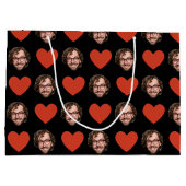 Valentines Day Funny Custom Face Photo Love Heart ラージペーパーバッグ (裏面)