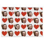 Valentines Day Funny Custom Face Photo Love Heart ラージペーパーバッグ (裏面)