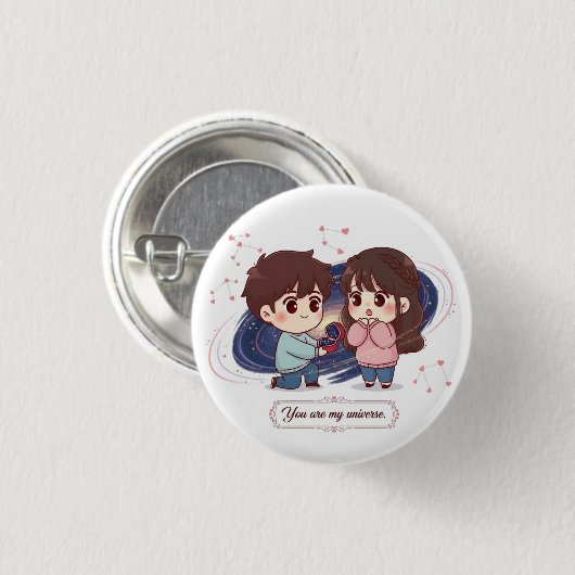 Valentine's Day Gift - Anniversary Cute Pin Button 缶バッジ (正面&裏面)