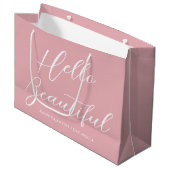 Valentine's Day Gift Bag Elegant Script Pink White ラージペーパーバッグ (正面アングル)