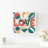 valentine's day gift, Wall Design, Love decor スクエア壁時計 (ホーム)