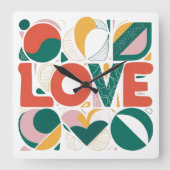 valentine's day gift, Wall Design, Love decor スクエア壁時計 (正面)