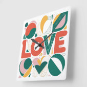 valentine's day gift, Wall Design, Love decor スクエア壁時計 (傾斜)