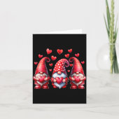 Valentines Day Gnomes Cute Red Hearts Love Gnome W カード (正面)